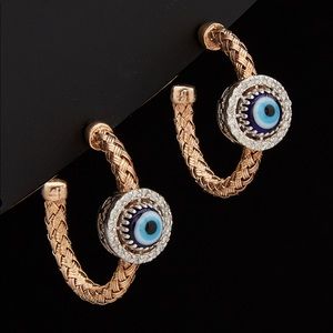 Meshmerise 18K Rose Gold over Silver Diamond Hoops